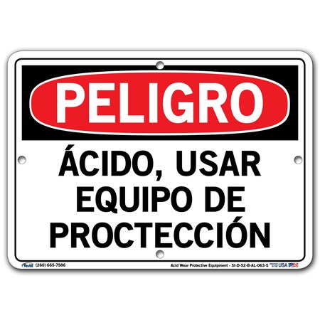 Vestil Aluminum Sign, 9-1/2" Height, 12-1/2" Width, Aluminum, Rectangle, Spanish SI-D-52-B-AL-063-S